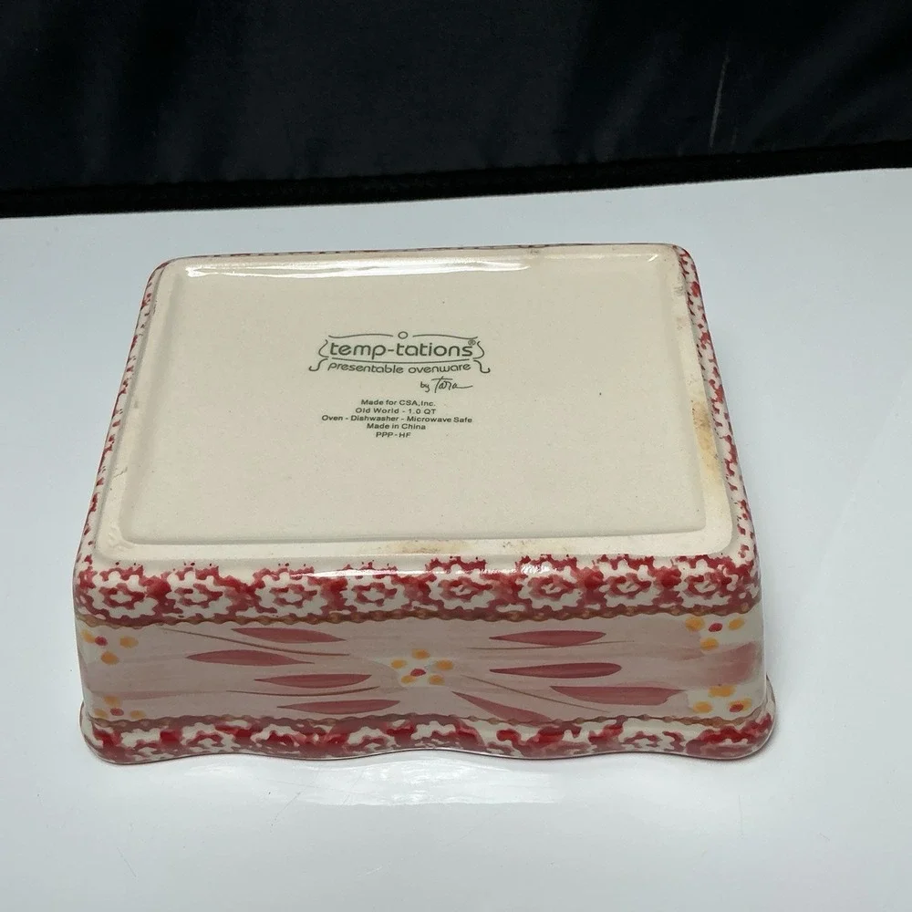 Old World Cranberry 1 Quart Baking Dishes Temp-tations w/ Holders 8 Piece Set